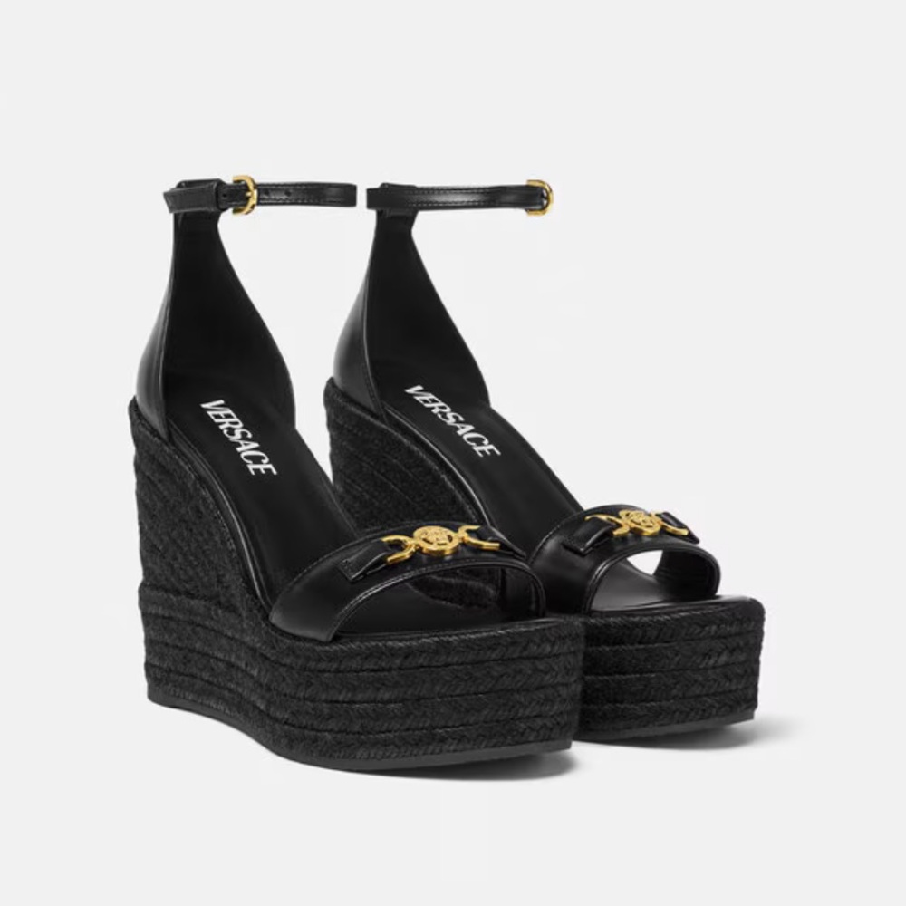 Versace Medusa ‘95 Leather Wedge Sandals size 36